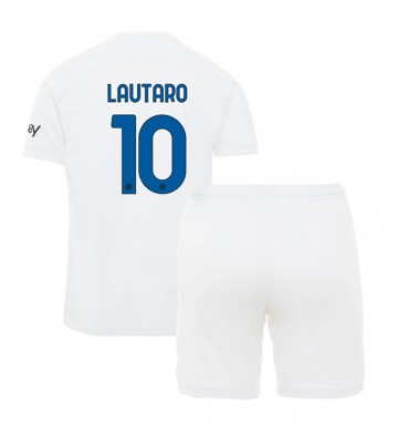 Lacne Dětský Futbalové dres Inter Milan Lautaro Martinez #10 2023-24 Krátky Rukáv - Preč (+ trenírky)